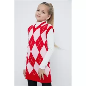 Image of I Saw It First Red Girls Knitted Patterened Dress - Red