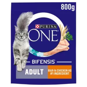 Image of Purina One Adult Dry Cat Food Chicken and Whole Grains 800g