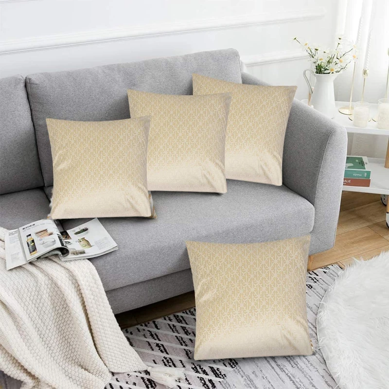 Image of Alan Symonds Textured Velvet Cushion Set of 4 Cream unisex 45x45cm