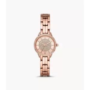 Image of Michael Kors Womens Allie Three-Hand Rose Gold-Tone Stainless Steel Watch - Rose Gold