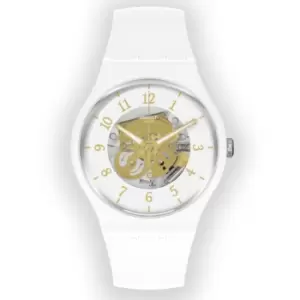 Image of Swatch SwatchPAY! TAILSHeadSPAY! Quartz White Dial White Strap Unisex Watch SO32W105-5300