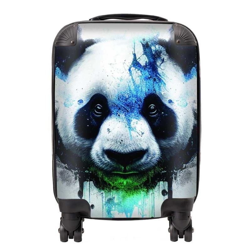 Image of Warren Reed - Designer Panda Face Splashart Light Background Suitcase in Blue Size: Medium Blue Unisex Medium