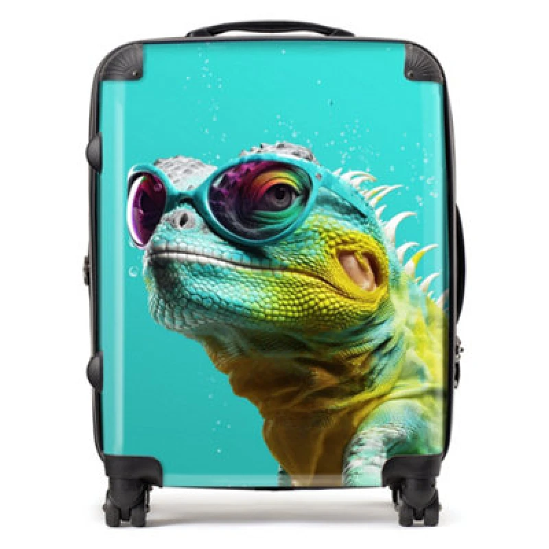 Image of Warren Reed Designer Splashart Iguana Wearing Glasses Suitcase - Large