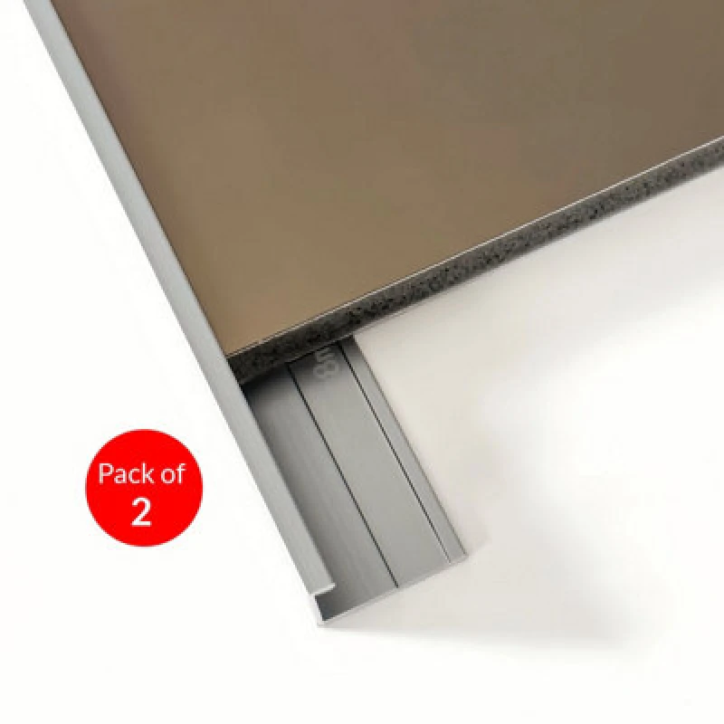 Image of Ener-J Closing Edge Line End Aluminium Trims For 8mm Charcoal Boards, Silver Size: 3000 mm (Pack Of 2)