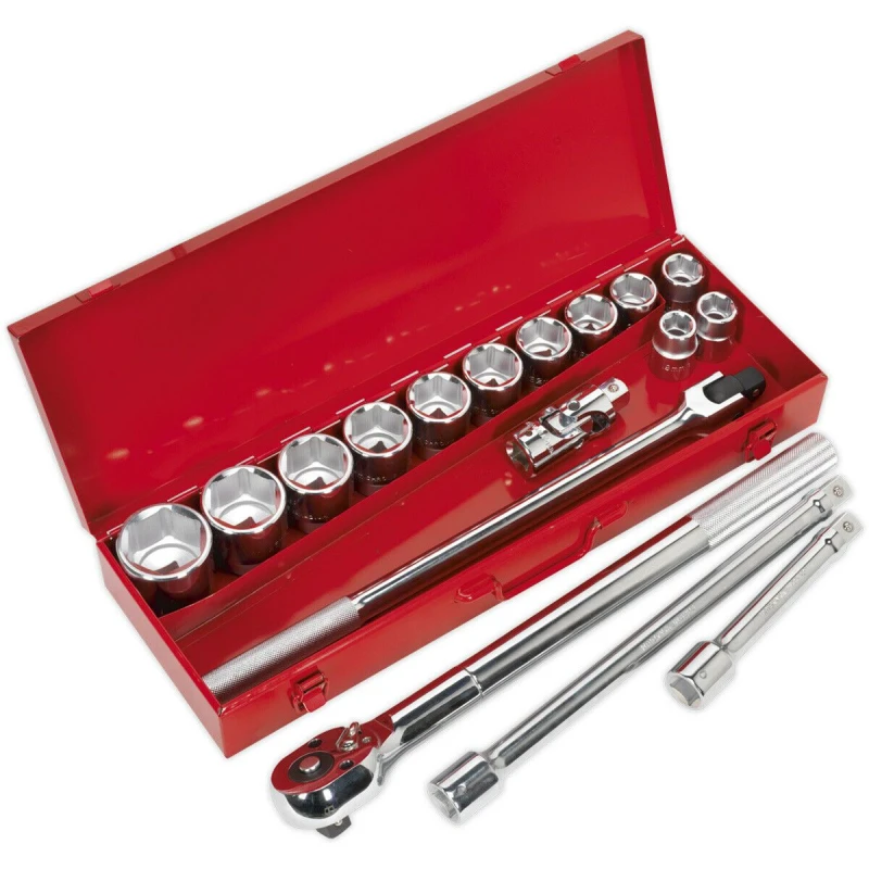 Image of Loops 17 PACK Socket Set - 3/4" Square Drive - 6 Point Socket Kit - Chrome Vanadium Multi