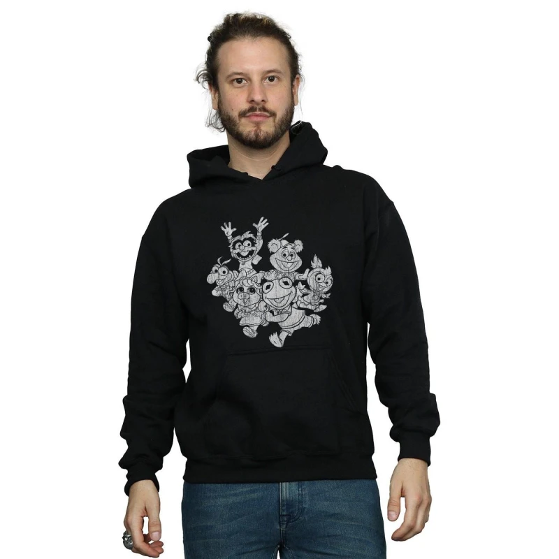 Image of Disney Men The Muppets Muppet Babies Mono Group Hoodie in Black Size: Small Black S Male 5059308671530