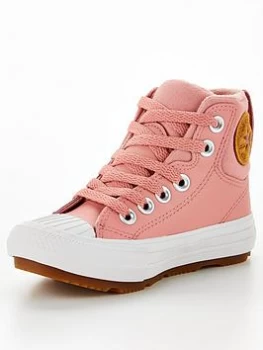 Image of Converse Chuck Taylor All Star Berkshire Boot Hi Childrens Trainer - Pink/White , Pink/White, Size 13