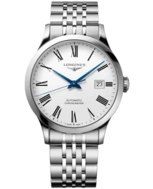 Image of Longines Record White Dial Stainless Steel Mens Watch L2.821.4.11.6 L2.821.4.11.6
