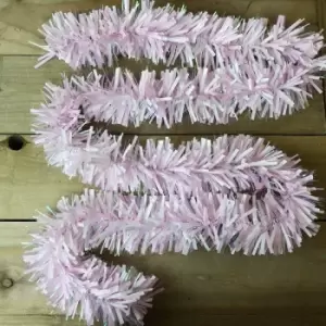 Image of 200cm x 10cm Baby Pink, White, And Iridescent Tinsel - Festive