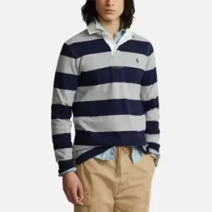 Image of Polo Ralph Lauren Mens Striped Rugby Shirt - League Heather/French Navy - S