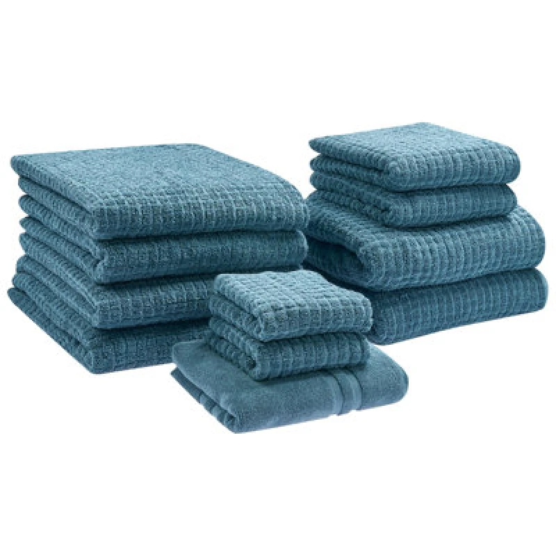 Image of Beliani Set Of 11 Towels Atai Cotton Blue