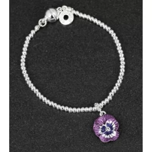 Image of Violet Pansy Silver Plated Charm Bracelet