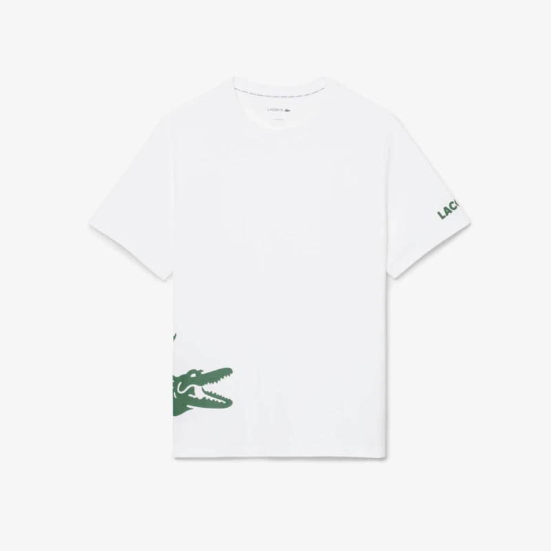 Image of Lacoste Printed Cotton Lounge T-Shirt - White White 2XL