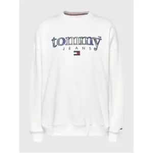 Image of Tommy Jeans Tjw Ovr Tartan 1 Applique Crew - White