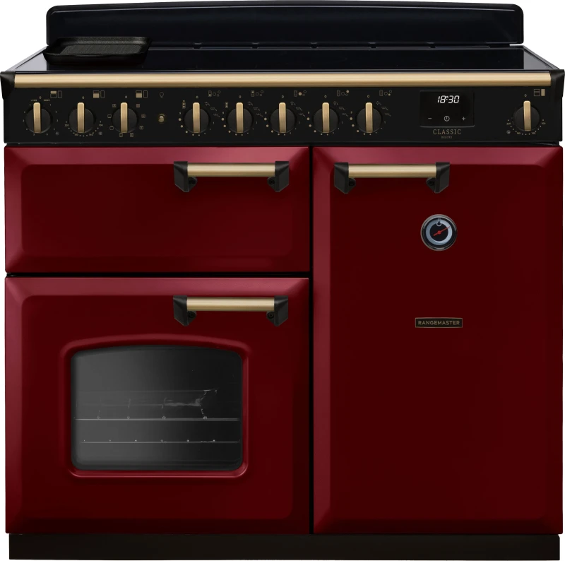Image of Rangemaster CLDL100EIPBOR/AB1 Classic Deluxe 100cm Induction Range Cooker Antique Brass Trim 18315 - BORDEAUX CLDL100EIPBOR/AB1
