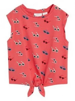 Image of Mango Girls Sunglasses Tie Waist Tshirt - Red