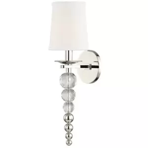 Image of Persis 1 Light Wall Sconce Polished Nickel, Linen