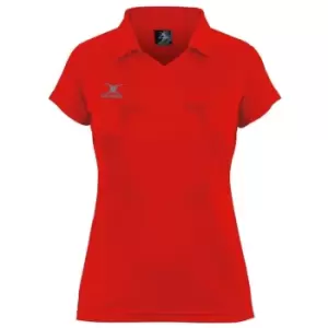Image of Gilbert Eclipse Netball Jnr Polo Shirt w Bib Attachments - Red