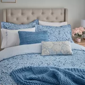 Image of Katie Piper Be Still Foliage Double Duvet Cover Set, Blue