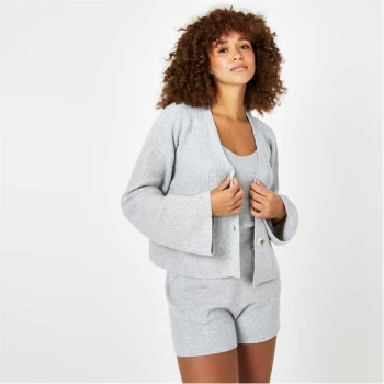 Image of Jack Wills Knitted Cropped Cardigan - Grey Marl