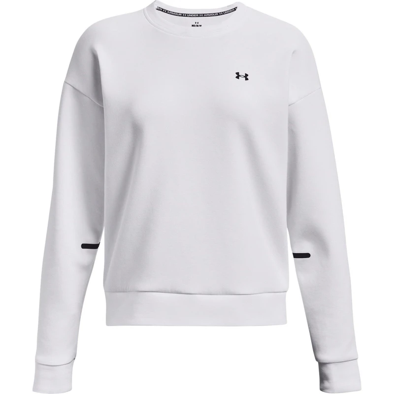 Image of Under Armour Womens Unstoppable Fleece Crew Sweatshirt White female 8 (XS)