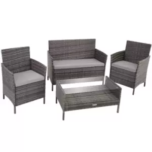Image of Tectake Madeira 4-seater Rattan Sofa Furniture Set - Grey