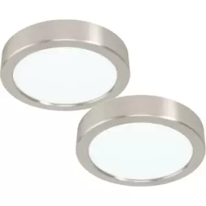Image of 2 PACK Wall / Ceiling Light Satin Nickel 160mm Round Surface 10.5W LED 3000K