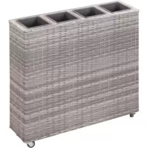 Image of Vidaxl - Garden Raised Bed with 4 Pots 80x22x79cm Poly Rattan Grey Grey