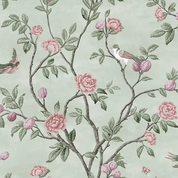 Image of Laura Ashley Eglantine Eau de Nil Wallpaper Green