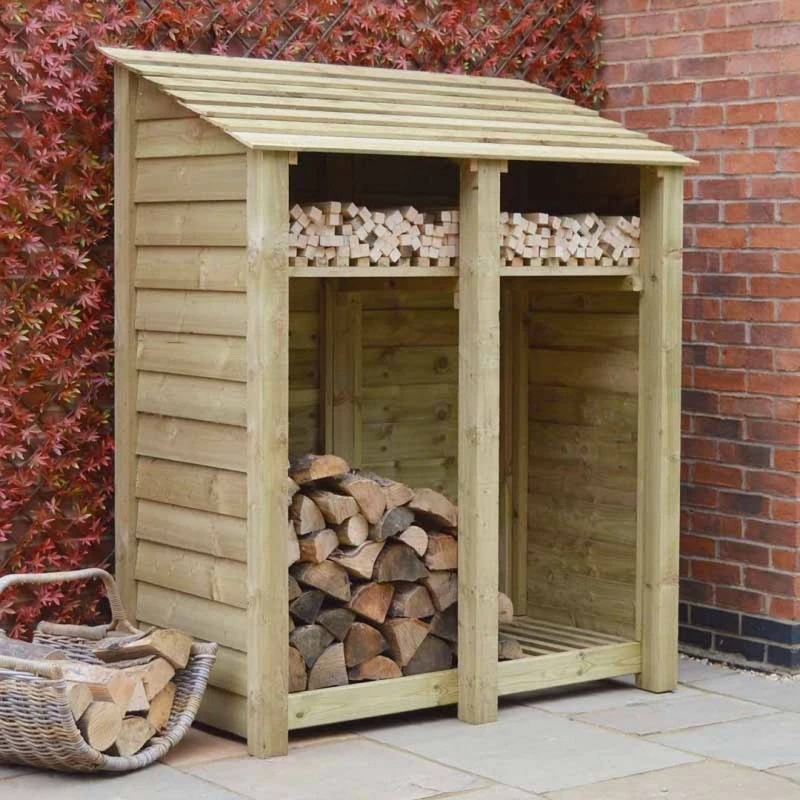Image of Rutland County Garden Furniture Ltd Cottesmore 6ft Log Store w/ Kindling Shelf, L80 x W150 x H181cm, Green Green Unisex