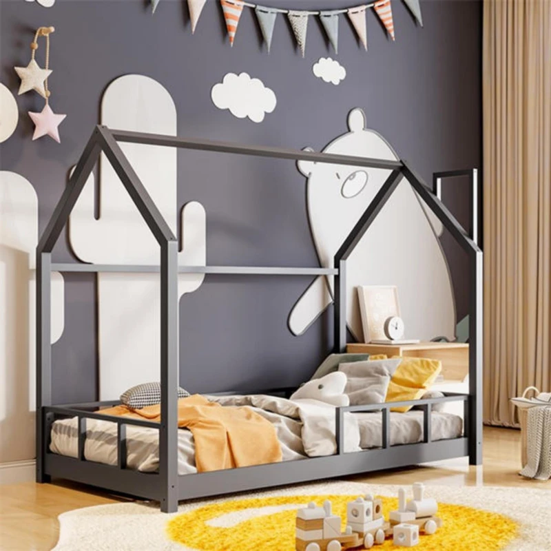 Image of KIDKID Bed with House Frame Pine Wood for Kid Grey unisex One size