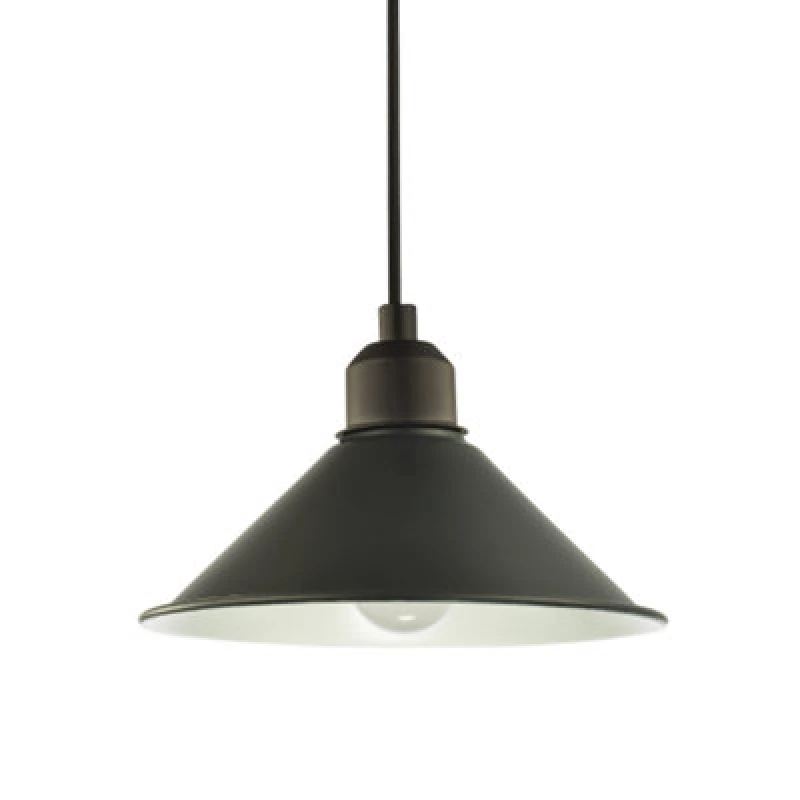 Image of Happy Homewares Cone Shaped Industrial Metal Pendant Lamp Shade In Mat Black - 21Cm X 8Cm