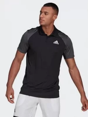 Image of adidas Club Tennis Polo Shirt, Black/Grey/White, Size 2XL, Men