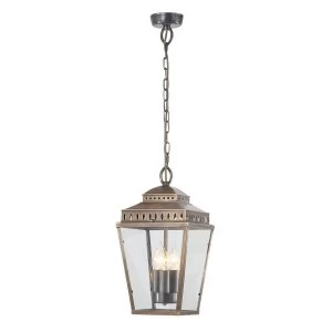 Image of 3 Light Outdoor Ceiling Chain Lantern Brass IP44, E14