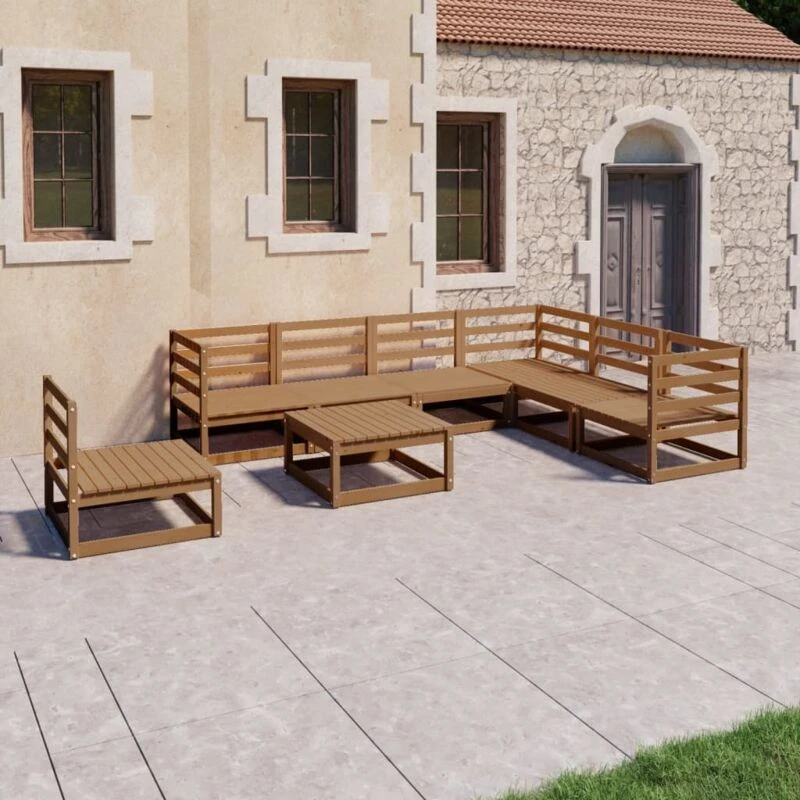 Image of VIDAXL 8 Piece Garden Lounge Set Honey Brown Solid Pinewood Vidaxl 8720286468753