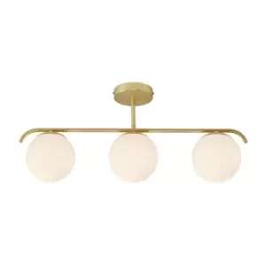 Image of Nordlux Grant 3 Light Semi-Flush Bar Ceiling Pendant - Brass