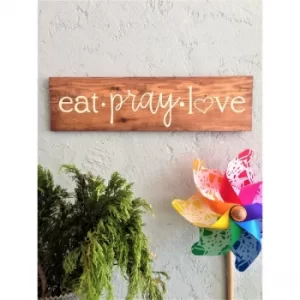 Image of Eat Pray Love Light Walnut Decorative Wooden Wall Accessory