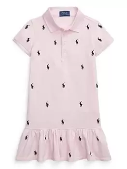 Image of Ralph Lauren Girls All Over Pony Peplum Hem Polo Dress - Hint Of Pink, Size 1.5-2 Years, Women