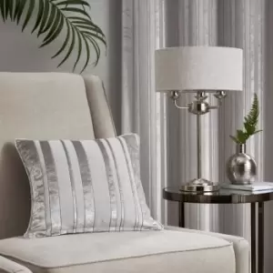 Image of Appletree Boutique - Conrad Stripe Woven Jacquard Piped Edge Filled Cushion, Silver, 43 x 43 Cm