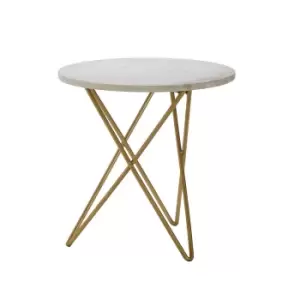 Image of Side Table with Geometric Shape Legs and White Marble Top