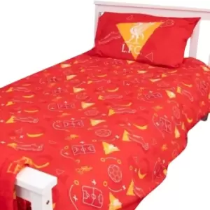 Image of Liverpool FC Reversible Duvet Cover Set (Single) (Red/Yellow) - Red/Yellow