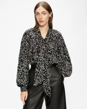 Image of Ted Baker Cat Print Pussy Bow Blouse