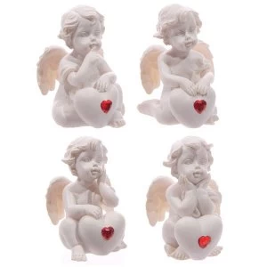 Image of Seated Love Cherub Red Heart Gem (Pack Of 4) Ornament