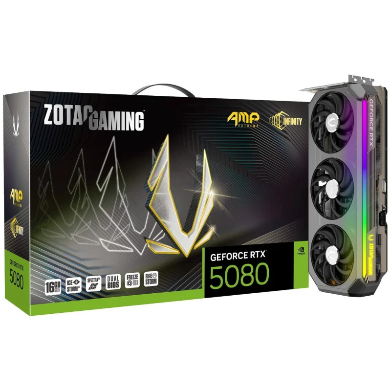 Image of ZOTAC GAMING GeForce RTX 5080 AMP Extreme INFINITY RGB 16GB GDDR7 Graphics Card - ZT-B50800B-10P