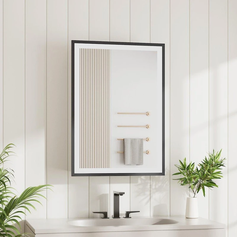 Image of Kabinet UK Surface-Mount LED Mirror Cabinet with Single Door Black unisex One Size