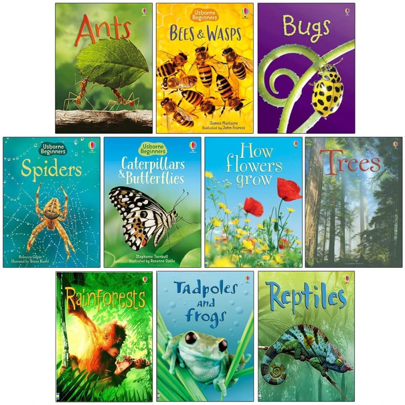 Image of Usborne Beginners Nature 10 Books Set ( Ants, Bugs, Spiders, Tree, Reptiles, & MORE ) Stephanie Turnbull, Rebecca Gilpin, James Maclaine Books