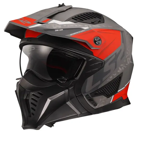 Image of LS2 OF606 Drifter Devor Matt Silver Titanium Red 06 Multi Helmet Size XL