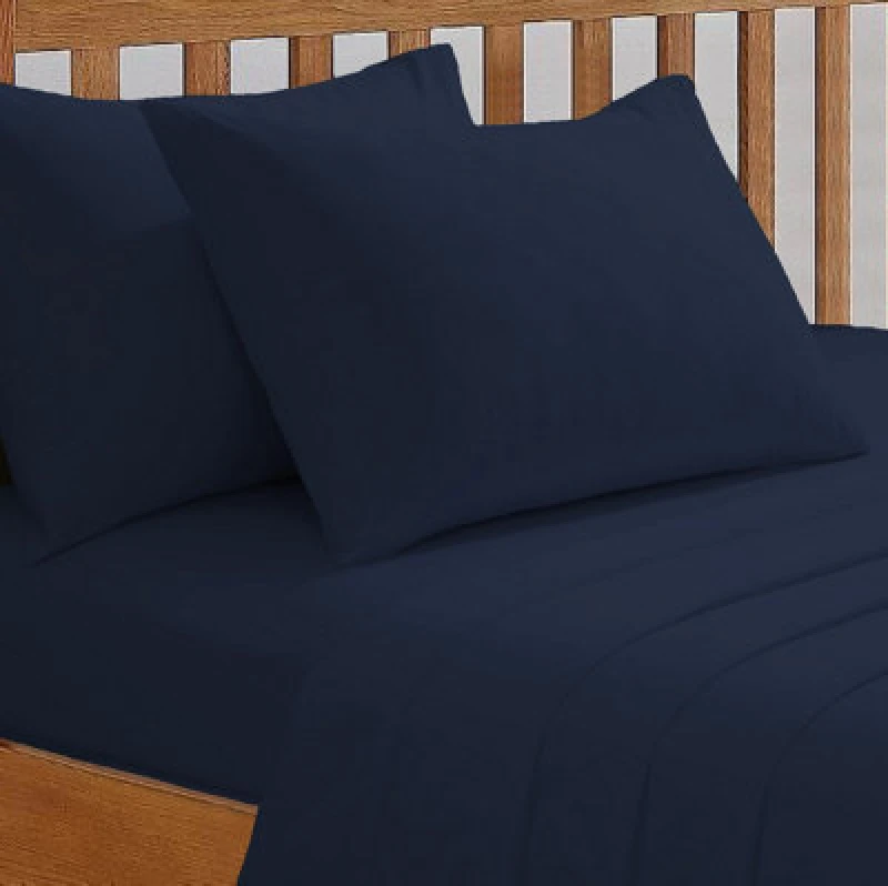 Image of Smart Living Smart Living Polycotton Bed Linen Luxury Fitted Bedsheet or Pillowcase Non Iron in Navy Size: Super King Fitted Navy Super King Fitted