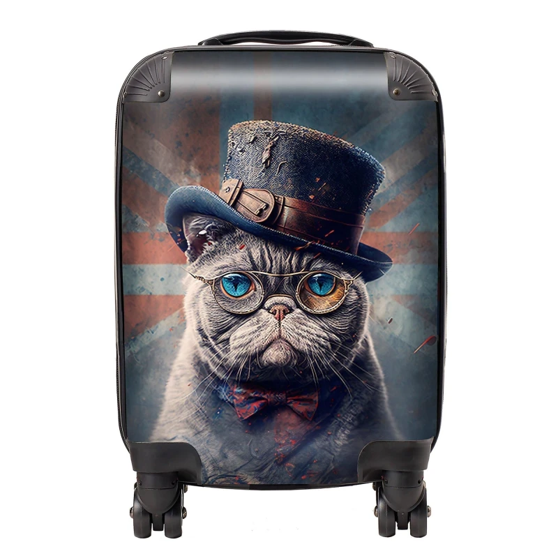 Image of Warren Reed - Designer British Shorthair Cat Splashart Suitcase Size: Cabin Multicolor Unisex Cabin
