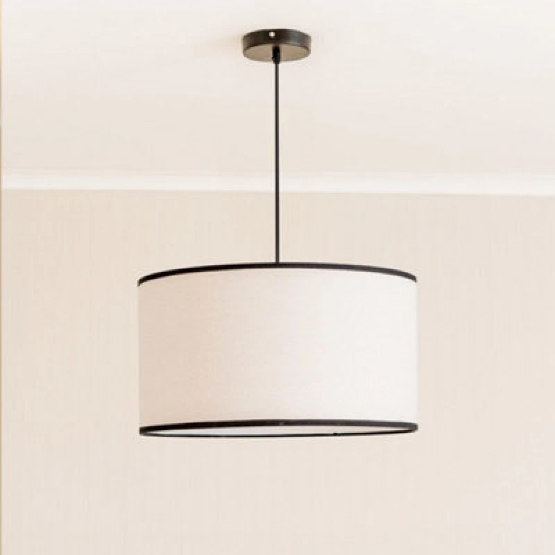 Image of ValueLights ValueLights Eva Natural Linen Fabric Ceiling Floor Table Large Drum Lamp Shade in Black One Size Unisex 5016529270263